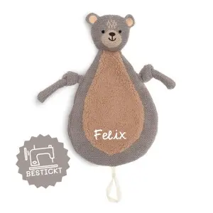 Personalisiertes Schnullertuch und Schmustuch Bär für Kinder und Babys - Personalisiert mit Name