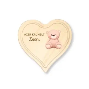 Personalisierte Frühstücksbrett Herz für Kinder und Babys – Teddybär Einzigartige Geschenkideen mit Liebe zum Detail!