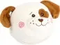Preview: Ein kuschelweicher Plüschball mit einem Hund auf der einen Seite und einem Schaf auf der anderen Seite. Ein süßes Babyspielzeug zum Werfen und Kuscheln.