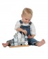 Mobile Preview: Kinder Holz Stapel- und Steckspiel Haus blau Label-Label Personalisierbar mit Geburtsdaten und Namen LLWT-25095
