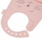 Preview: Bieco Silikon-Lätzchen mit Bärmotiv und Auffangschale für Babys und Kinder in rosa