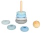 Preview: Bieco Holzspielzeug blau Stapelturm mit Personalisierung vom Baby oder Kleinkind