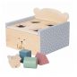 Preview: JaBaDaBaDo - Formen-Steckspiel Box Teddy - Kinder Sortierbox aus Holz Blau - Personalisiert mit Namen C2518