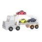 Preview: JaBaDaBaDo W7152 Kinder Holz Autotransporter mit Sportwagen Grau personalisiert Spielzeug Name