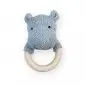 Preview: Jollein Hippo Strick Babyspielzeug Greifring blau