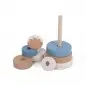 Mobile Preview: Jollein - Ring-Stapelturm - Spielzeug Stapelturm aus Holz Blau - Personalisiert mit Namen Geburtsdaten - Babygeschenk zur Geburt Mädchen - 120-001-66026