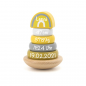 Mobile Preview: Label Label - Ring-Stapelturm - Stapelturm aus Holz Gelb - Personalisiert mit Namen Geburtsdaten - Geschenk zur Geburt - LLWT-25248