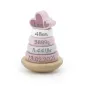 Preview: Label Label - Ring-Stapelturm - Stapelturm aus Holz Rosa - Personalisiert mit Namen Geburtsdaten - Babygeschenk zur Geburt Mädchen - LLWT-25224