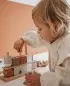 Preview: Baby Stapel- und Steckspiel Haus nougat Label-Label Personalisierbar Geburtsdaten Namen LLWT-34376 personalisiert bedruckt