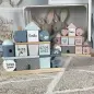 Mobile Preview: Babygeschenk Stapel- und Steckspiel Haus blau | Label-Label | Personalisierbar mit Geburtsdaten & Namen LLWT-25095