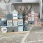 Preview: Babygeschenk Stapel- und Steckspiel Haus blau | Label-Label | Personalisierbar mit Geburtsdaten & Namen LLWT-25095