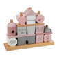 Preview: Babygeschenk Stapel- und Steckspiel Haus rosa Label-Label Personalisierbar mit Geburtsdaten und Namen LLWT-25088
