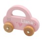 Preview: Label Label - Holzauto - Kinder Auto aus Holz Rosa - Personalisiert mit Namen LLWT-25002 Babygeschenk Mädchen