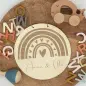 Preview: 30 cm Personalisiertes Namensschild mit Motiv "Regenbogen" aus Holz mit Name