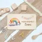 Mobile Preview: Personalisierte Frühstücksbrettchen für Kinder – Aquarell Regenbogenwolke Einzigartige Geschenkideen mit Liebe zum Detail!