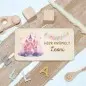 Preview: Personalisierte Frühstücksbrettchen für Kinder – Märchenschloss rosa Aquarell Einzigartige Geschenkideen mit Liebe zum Detail!