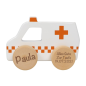 Mobile Preview: Tryco Holzspielzeug Krankenwagen personalisiert mit Geburtsdaten - Lasergravur - TR-303019 - Taufgeschenk mit Name und Taufdatum