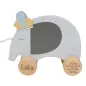 Preview: Tryco Holz Nachziehtier Elefant blau Nachziehspielzeug personalisiert mit Geburtsdaten und Lasergravur