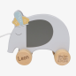 Preview: Tryco Holz Nachziehtier Elefant blau Nachziehspielzeug personalisiert mit Geburtsdaten und Lasergravur Taufgeschenk mit Taufdatum Alles Gute zur Taufe