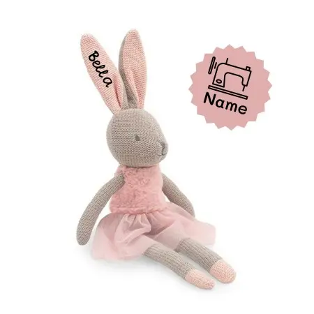 Baby Kuscheltier Hase Nola in rosa von Jollein personalisiert bestickt mit Name