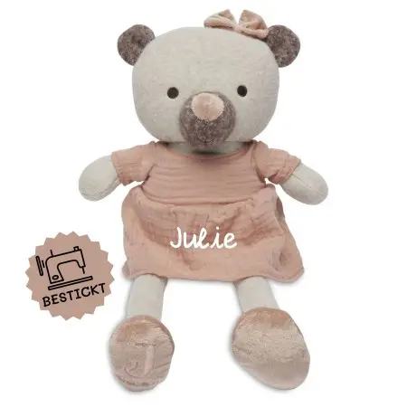 Jollein ✔️ Baby Kuscheltier Teddybär in rosa - personalisierbar