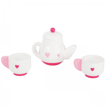 small foot Holz Küchenzubehör Kinder Tee-Set rosa weiß 10887