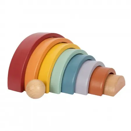 small foot - Regenbogen Puzzle Bausteine aus Holz mit Kugel - Personalisiert mit Name und Geburtstag