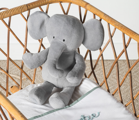 Baby Kuscheltier Schmusetier Elefant Samt grau - Jollein 037-001-65325