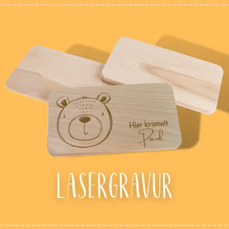Personalisiertes Schneidebrett Frühstücksbrettchen mit Tiermotiv und Lasergravur - Geschenk für Kinder mit Lasergravur
