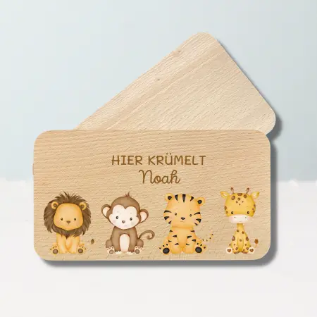 Personalisiertes Frühstücksbrettchen mit Tiermotiv und Druck - Geschenkidee für Kinder