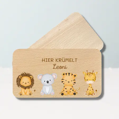 Personalisiertes Frühstücksbrettchen mit Tiermotiv und Druck - Geschenkidee für Kinder