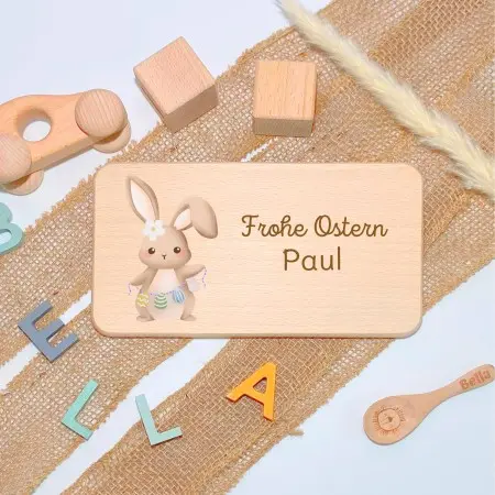 Personalisierte Frühstücksbrettchen für Kinder – Einzigartige Geschenkideen mit Liebe zum Detail Frohe Ostern als Ostergeschenk Hase und Osterei
