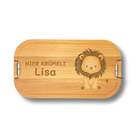 Personalisierte Brotbox für Kinder | Mit Name und Löwen