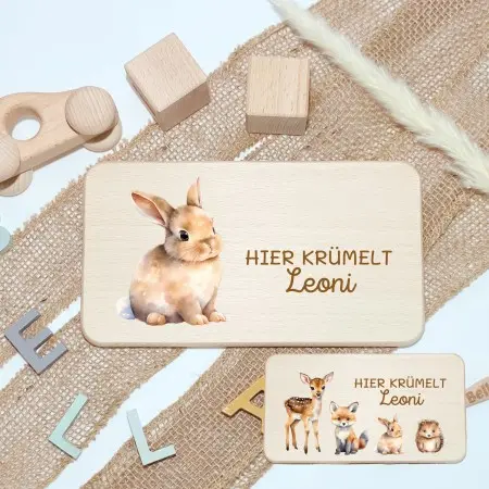 Personalisierte Frühstücksbrettchen für Kinder – Aquarell Hase Einzigartige Geschenkideen mit Liebe zum Detail!