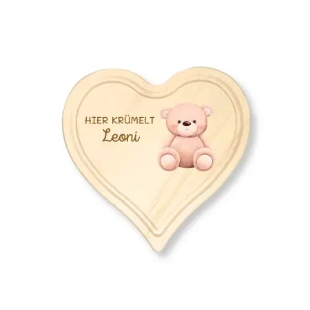 Personalisierte Frühstücksbrett Herz für Kinder und Babys – Teddybär Einzigartige Geschenkideen mit Liebe zum Detail!