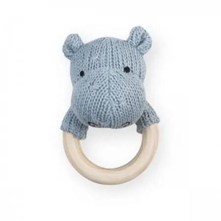 Jollein Hippo Strick Babyspielzeug Greifring blau