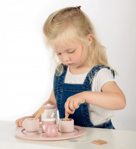 Label-Label Kinder Tee-Set holz rosa personalisiert LLWT-24838