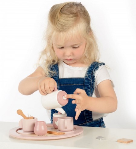 Label-Label Kinder Tee-Set holz rosa personalisiert Name LLWT-24838