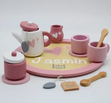 Label-Label Tee-Set Spielküche holz rosa personalisiert Name LLWT-24838