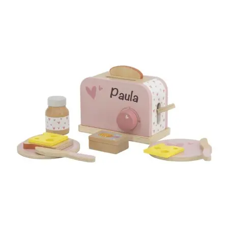 Label-Label Holz Spielzeug Toaster rosa personalisiert Name LLWT-24593