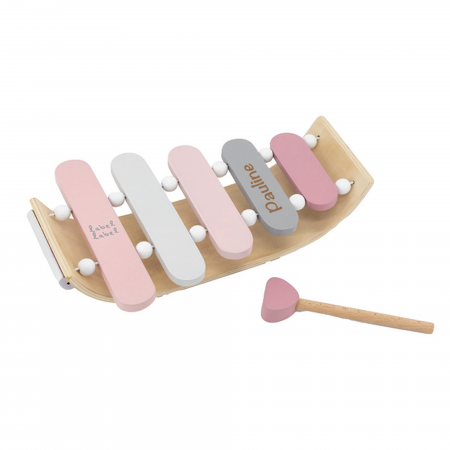 Holz Xylophon für Kinder rosa | Label-Label | Lasergravur mit Name