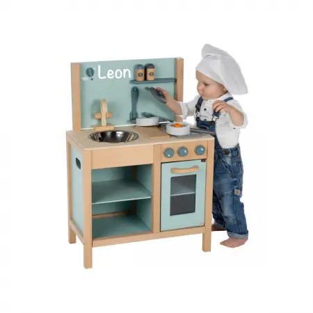 Spielküche aus Holz in blau personalisiert Label-Label LLWT-25415 5420067925415