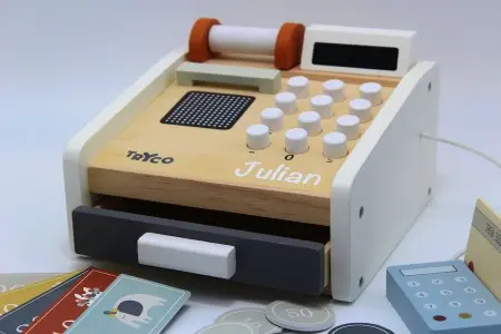 Tryco Holzspielzeug Kasse mit Scanner personalisiert TR-303005