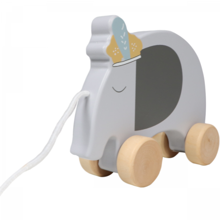 Tryco Holz Nachziehtier Elefant blau Nachziehspielzeug personalisiert Name
