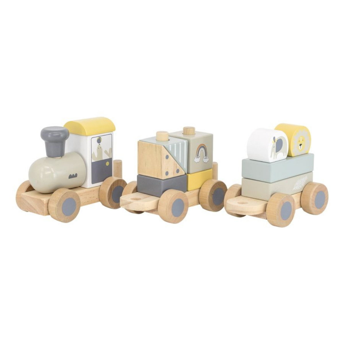 Holz Eisenbahn mit Bauklötzen 50cm Holzspielzeug 