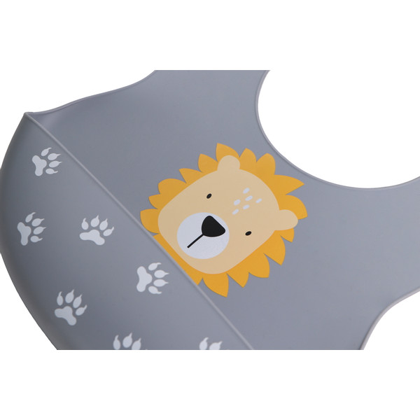 Baby Silikon Lätzchen mit Auffangschale Löwe Grau ✔️ Tryco | BellasTraum