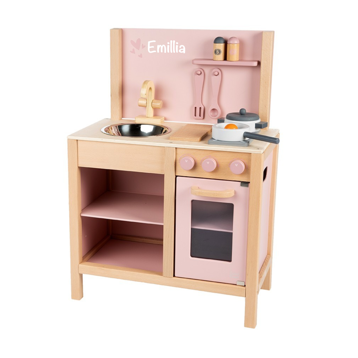 Kinderküche Rosalie kompakt aus Holz Spielzeug Küche Spielküche rosa für Kinder 