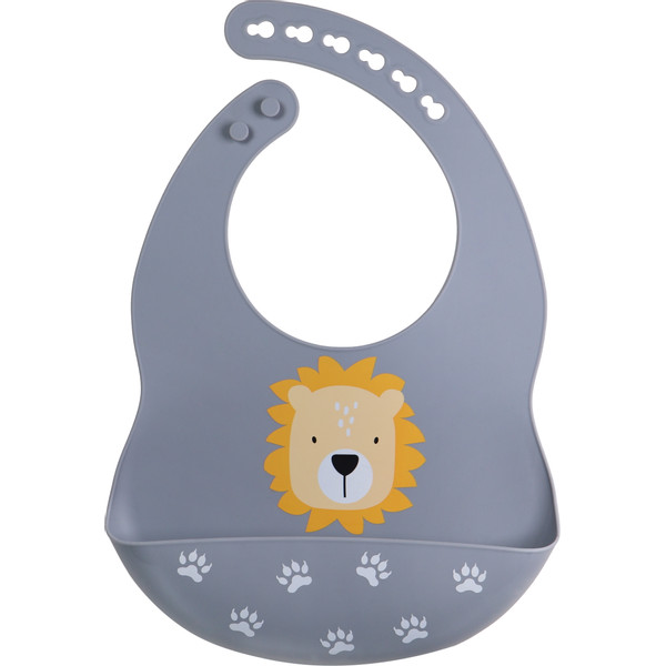 Baby Silikon Lätzchen mit Auffangschale Löwe Grau ✔️ Tryco | BellasTraum | Lätzchen