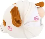 Ein weicher Plüschball mit einem Hundegesicht auf einer Seite und einem Schafgesicht auf der anderen Seite. Ein vielseitiges Babyspielzeug zum Spielen und Kuscheln.