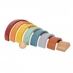 small foot - Regenbogen Puzzle Bausteine aus Holz mit Kugel - Personalisiert mit Name und Geburtstag